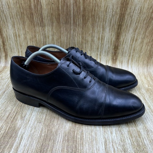 Sanders Diplomat Men's Size 10.5 D Black Cap Oxfords Dress Shoes Made In England - Picture 1 of 10